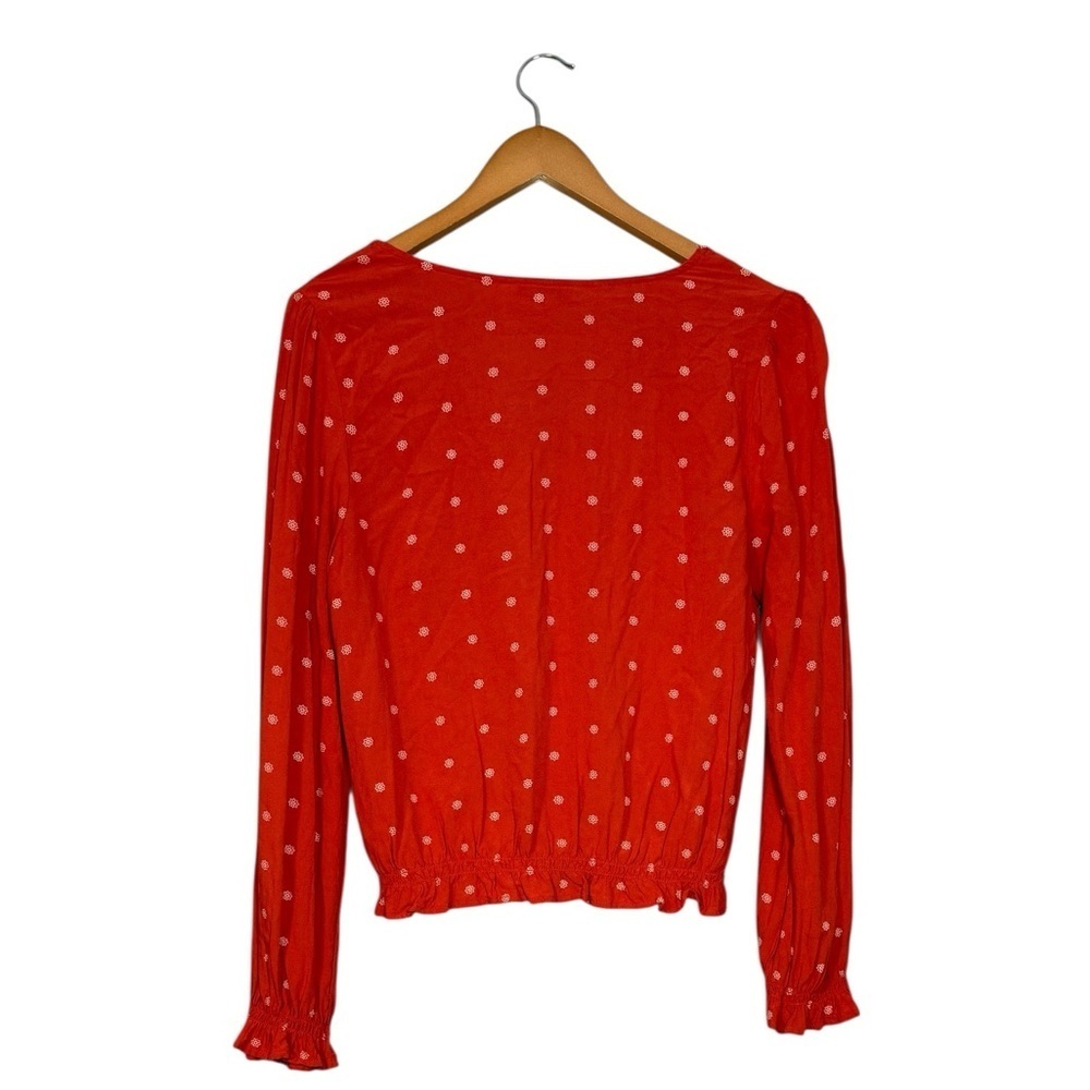 American Eagle Red Floral Polka Dot Blouse Women’s Size Medium - Picture 5 of 8